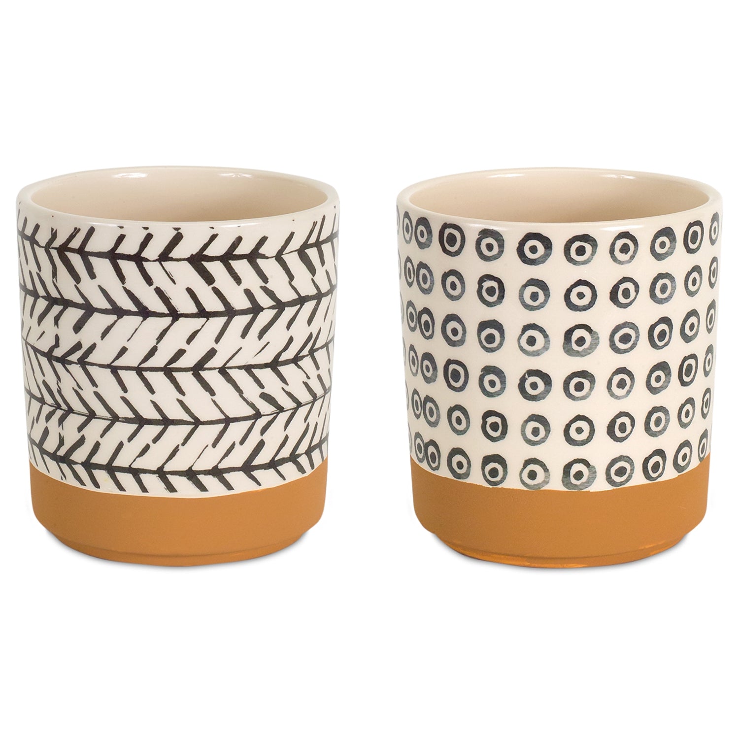 Geometric Pot with Terra Cotta Accent Set of 4