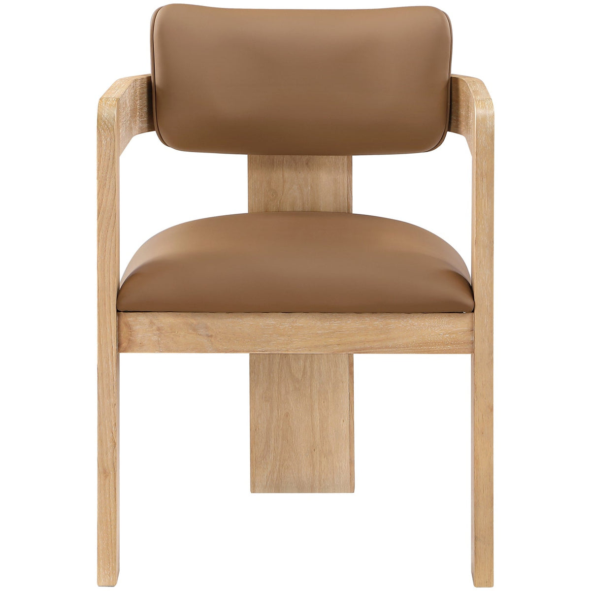 Sacha Cognac Vegan Leather Upholstered Dining Chair Set of 2