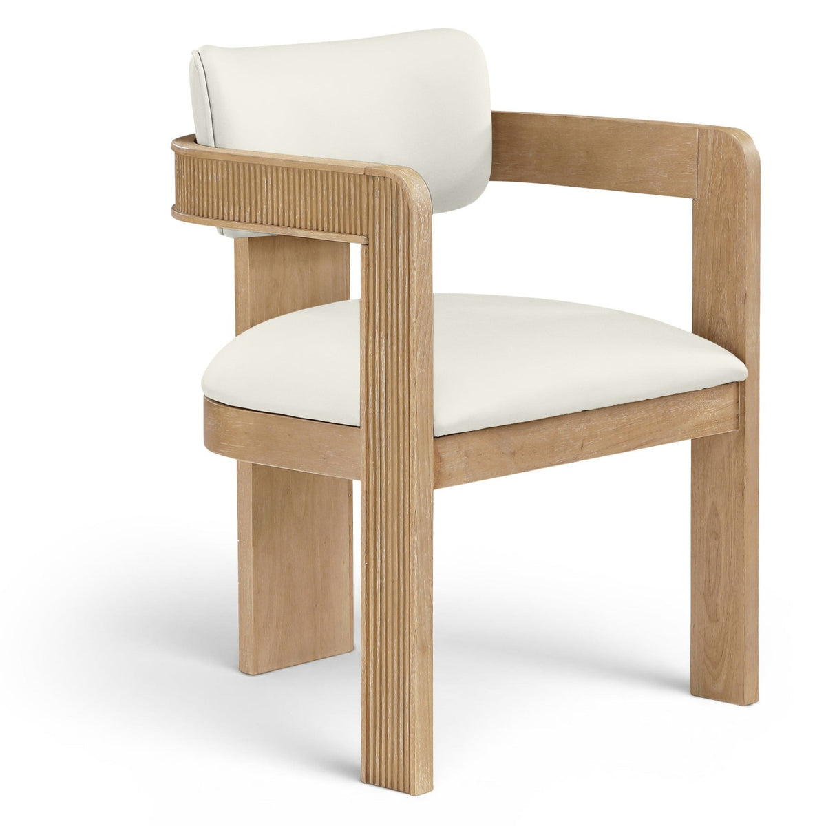 Sacha Cream Vegan Leather Upholstered Dining Chair, Set of 2 in cream vegan leather, primary product view