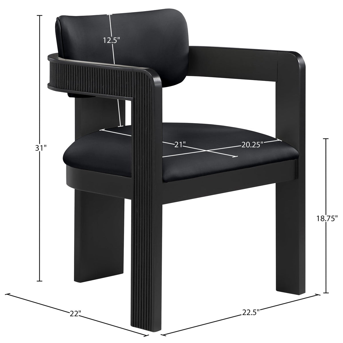 Sacha Black Vegan Leather Upholstered Dining Chair Set of 2