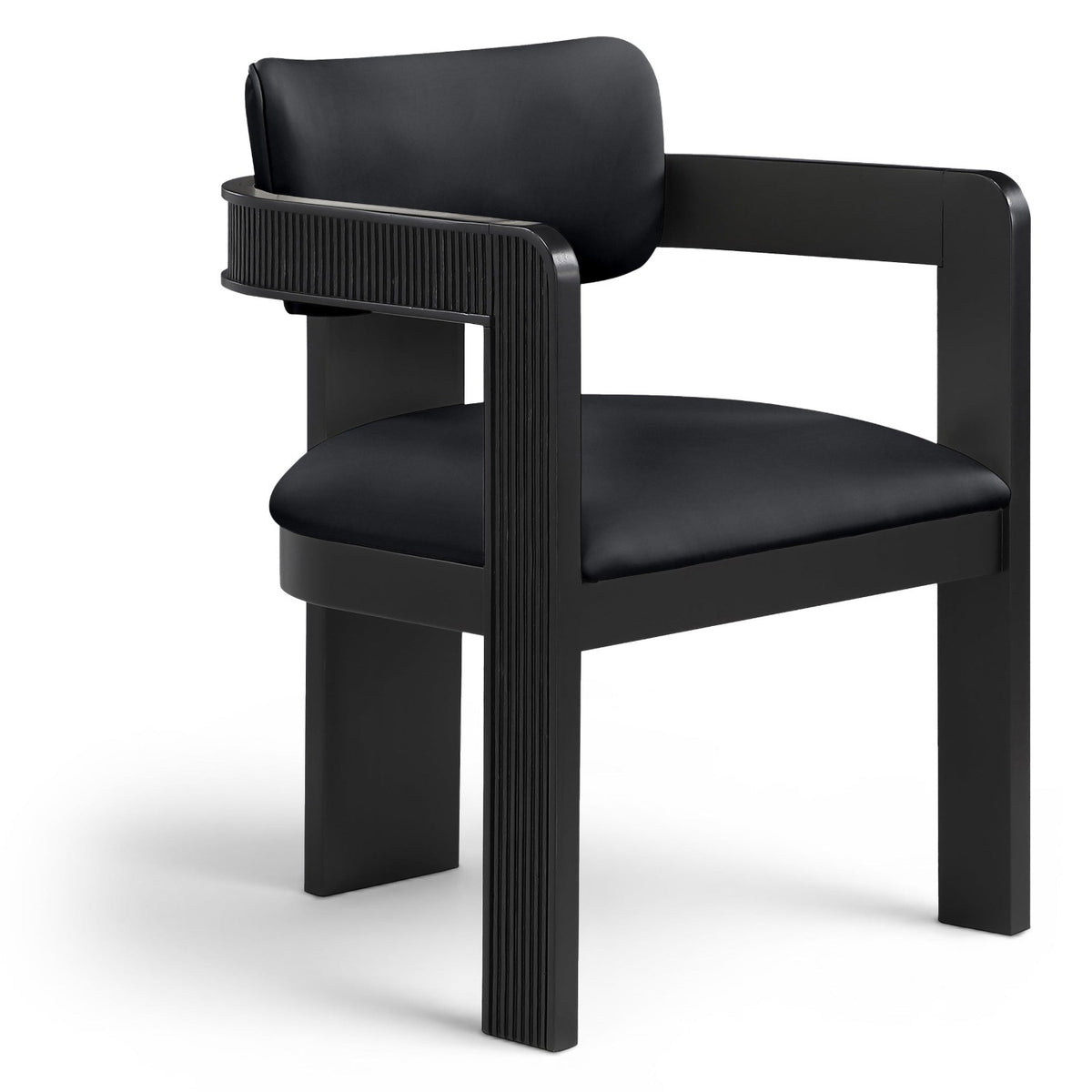 Sacha Black Vegan Leather Upholstered Dining Chair, Set of 2 in black vegan leather, black wood, primary product view