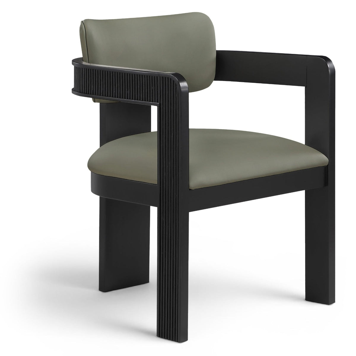 Sacha Olive Vegan Leather Upholstered Dining Chair, Set of 2 in olive vegan leather, primary product view