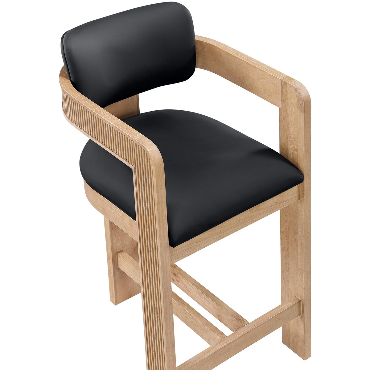Sacha Black Vegan Leather Upholstered Counter Stool Set of 2