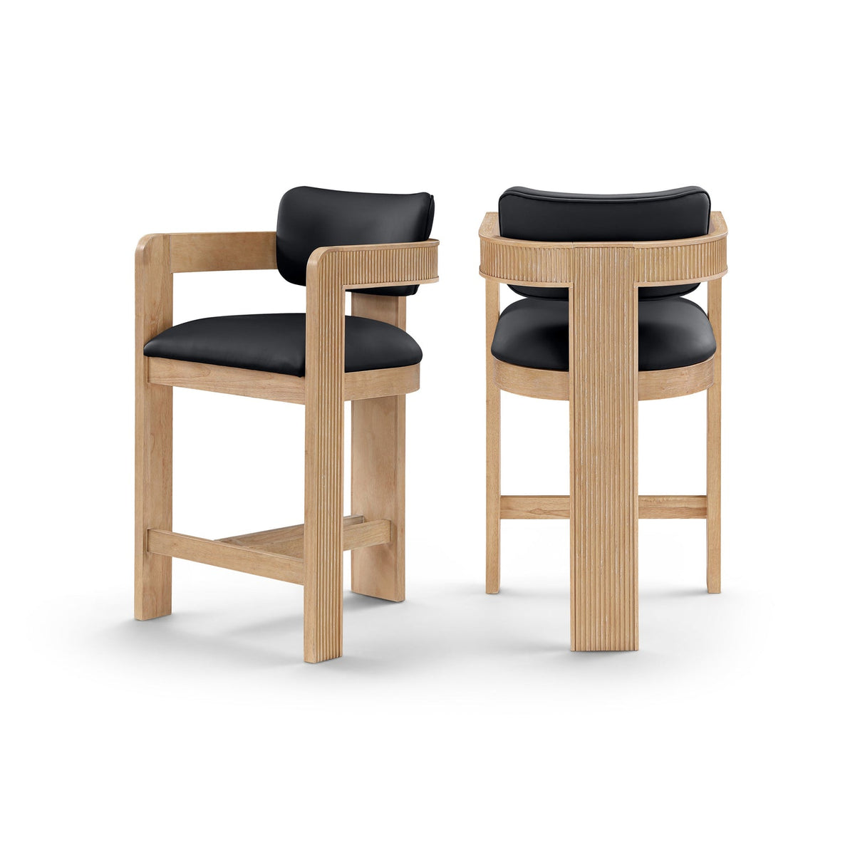 Sacha Black Vegan Leather Upholstered Counter Stool Set of 2