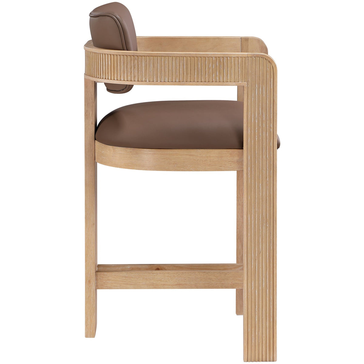 Sacha Brown Vegan Leather Upholstered Counter Stool Set of 2