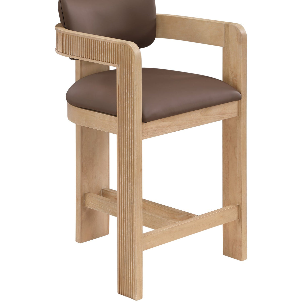 Sacha Brown Vegan Leather Upholstered Counter Stool Set of 2