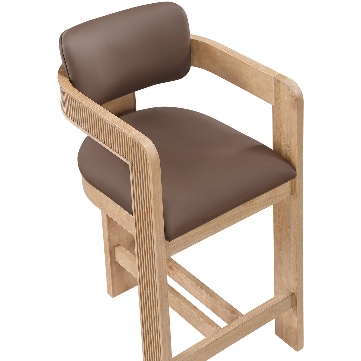 Sacha Brown Vegan Leather Upholstered Counter Stool Set of 2