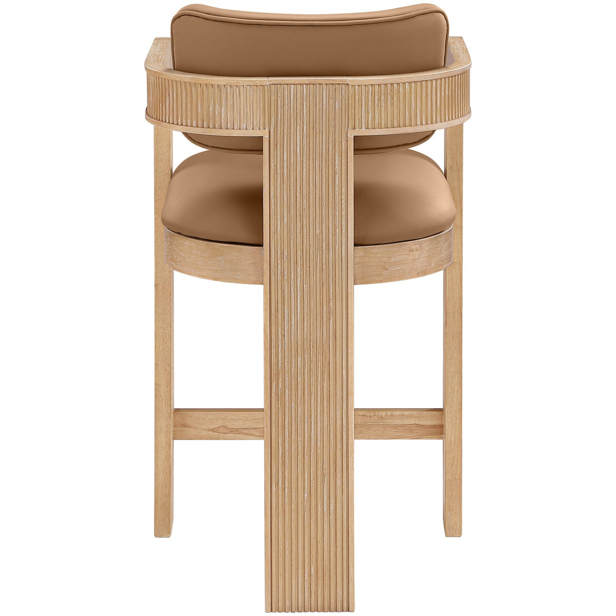 Sacha Cognac Vegan Leather Upholstered Counter Stool Set of 2