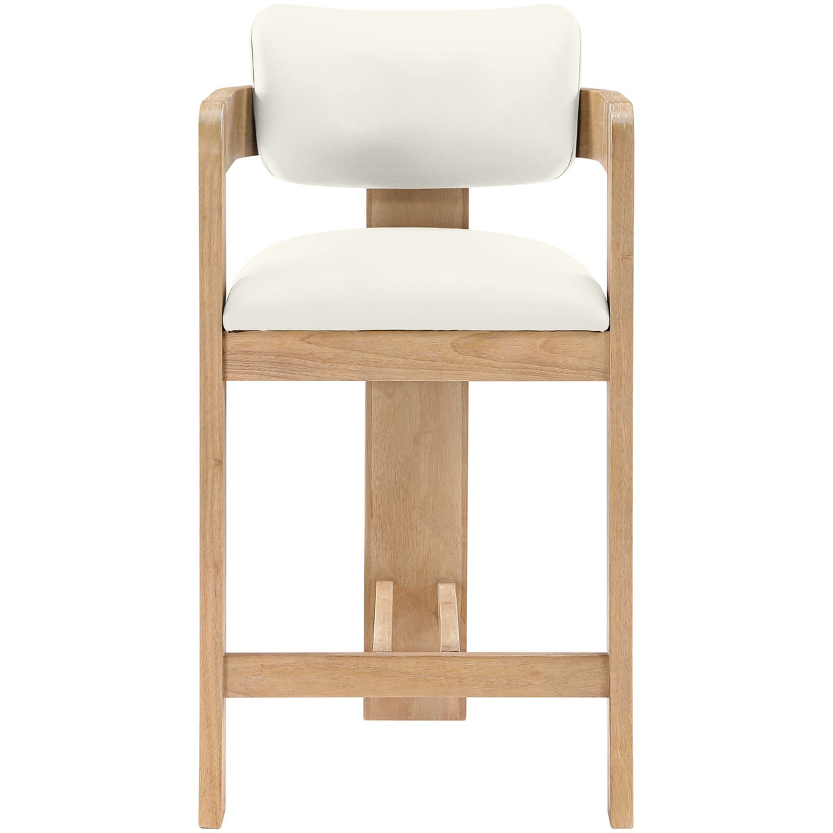 Sacha Cream Vegan Leather Upholstered Counter Stool Set of 2