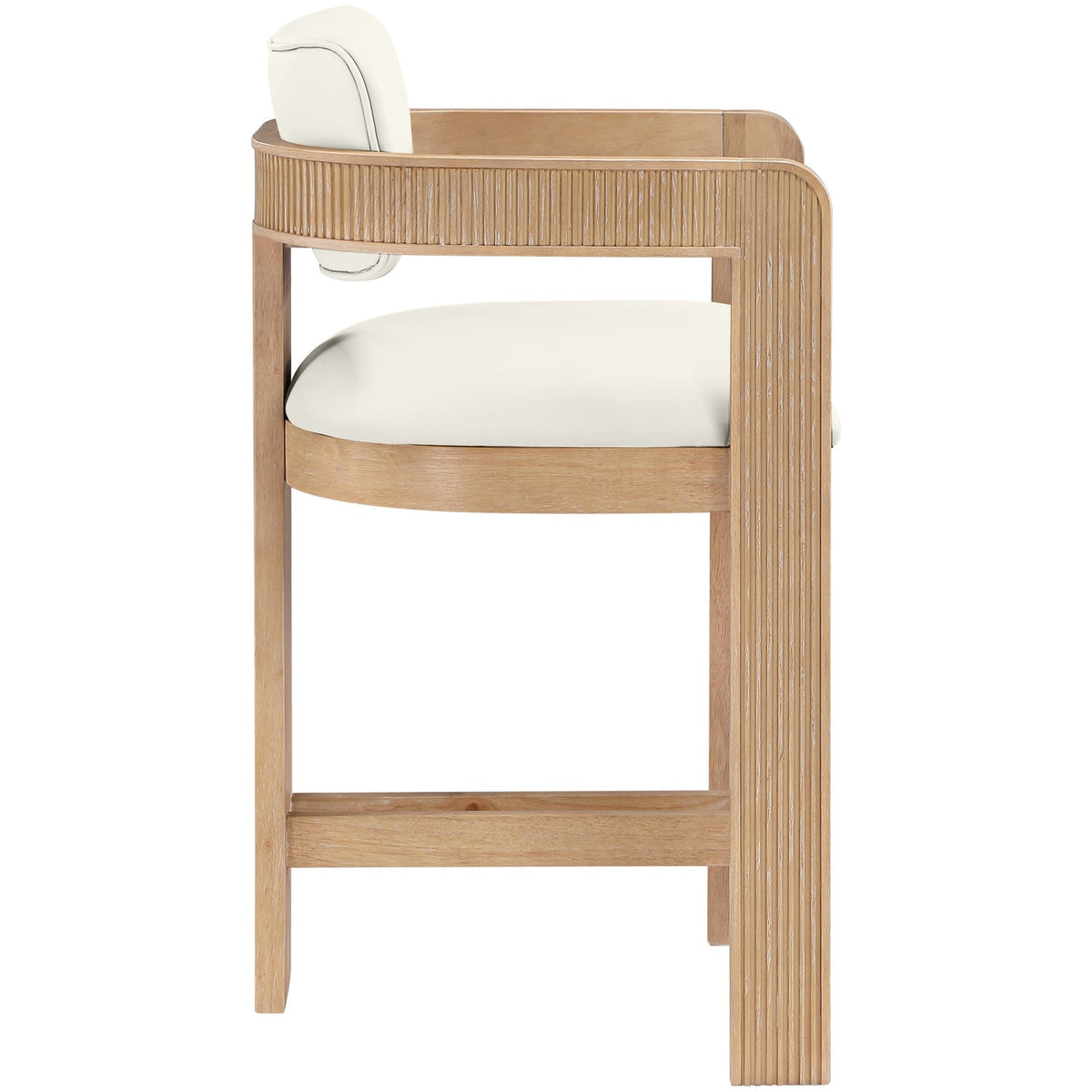 Sacha Cream Vegan Leather Upholstered Counter Stool Set of 2