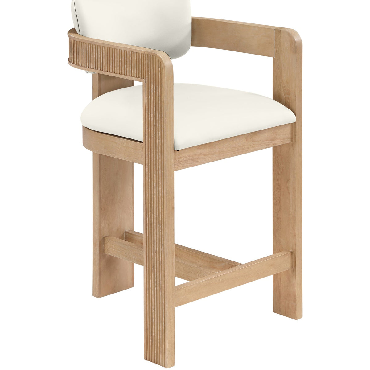 Sacha Cream Vegan Leather Upholstered Counter Stool Set of 2