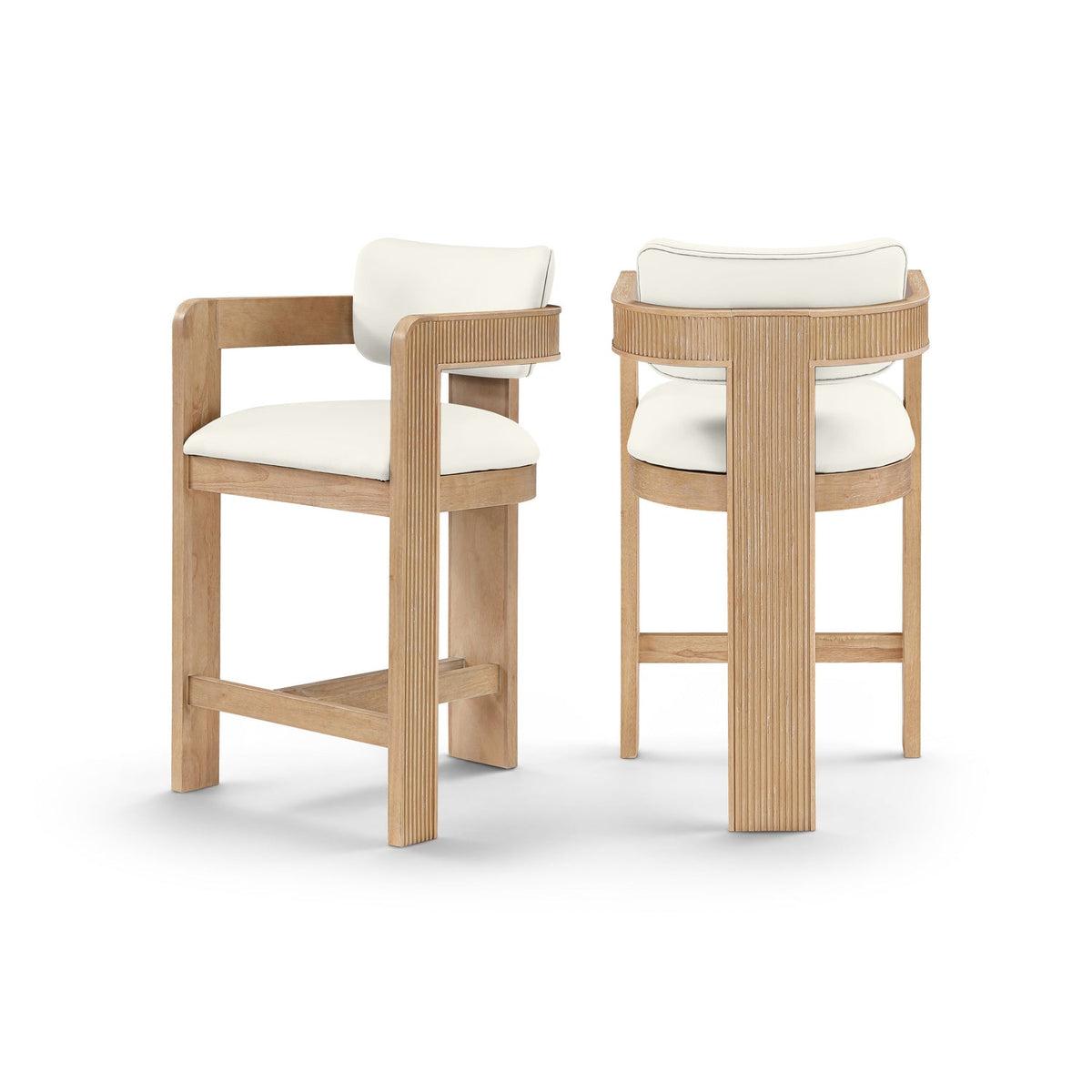 Sacha Cream Vegan Leather Upholstered Counter Stool Set of 2