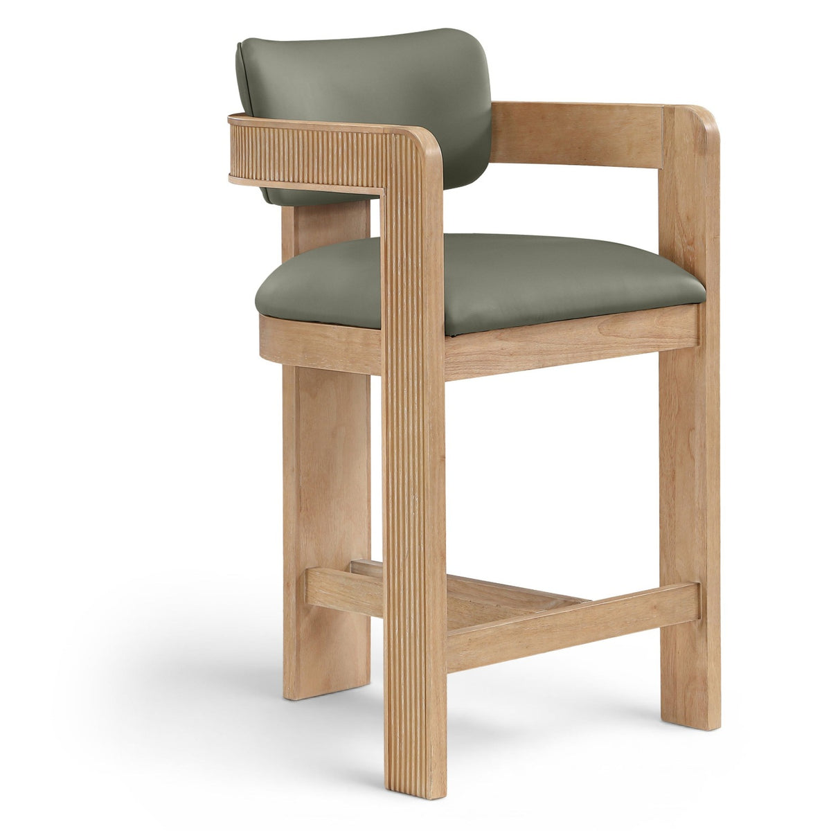 Sacha Olive Vegan Leather Upholstered Counter Stool in olive vegan leather, primary product view