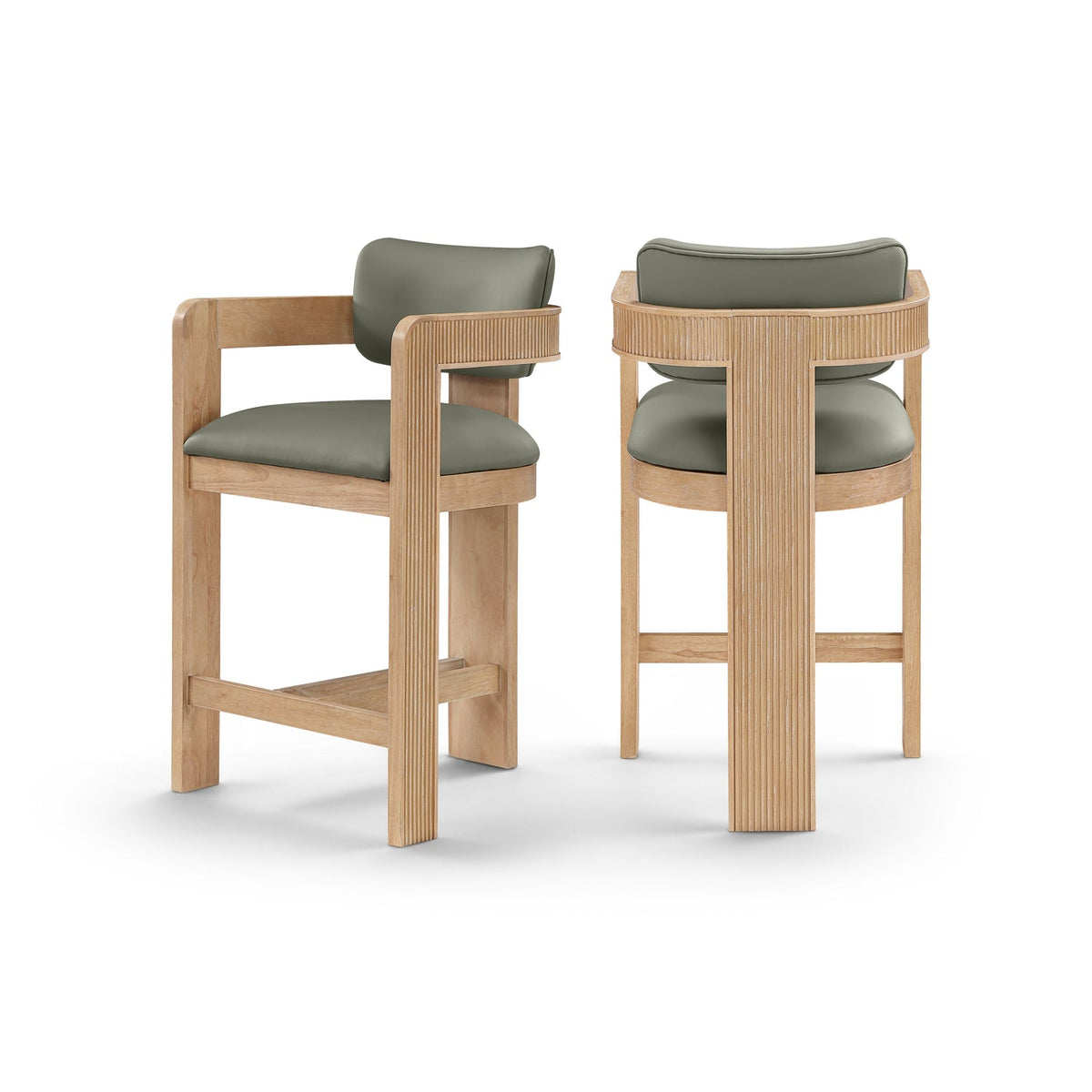 Sacha Olive Vegan Leather Upholstered Counter Stool Set of 2