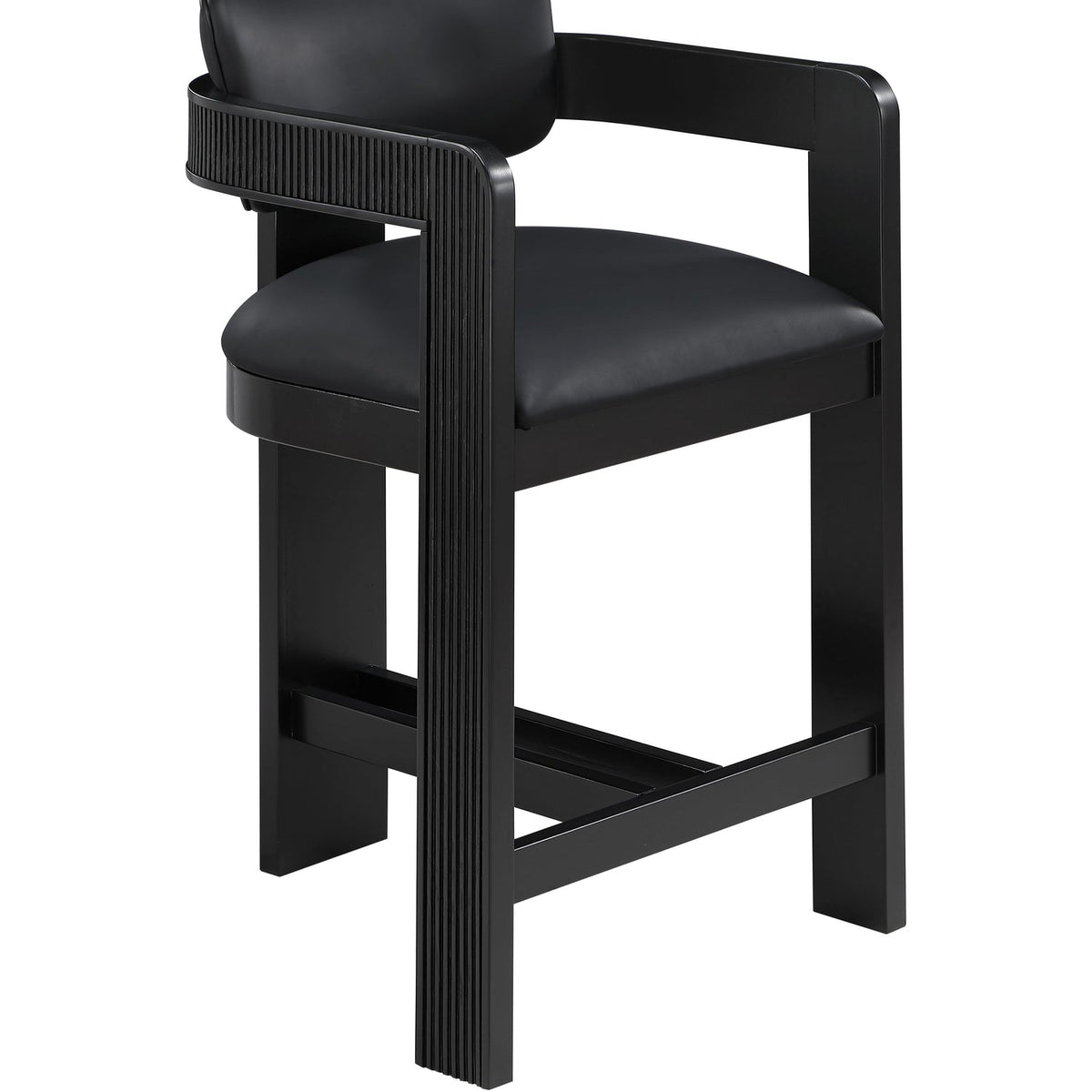 Sacha Black Vegan Leather Upholstered Counter Stool Set of 2