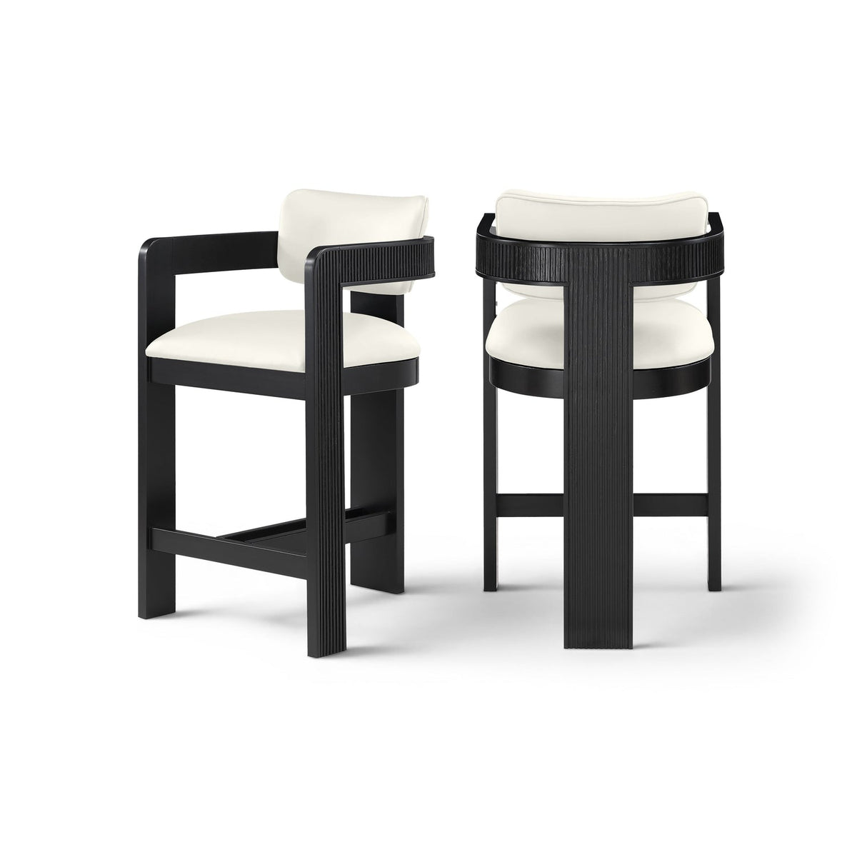 Sacha Cream Vegan Leather Upholstered Counter Stool Set of 2