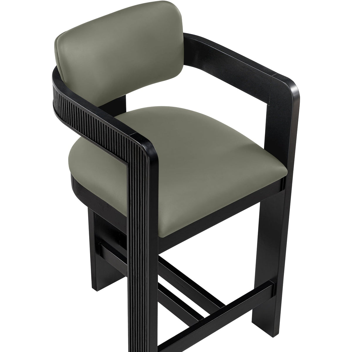 Sacha Olive Vegan Leather Upholstered Counter Stool Set of 2