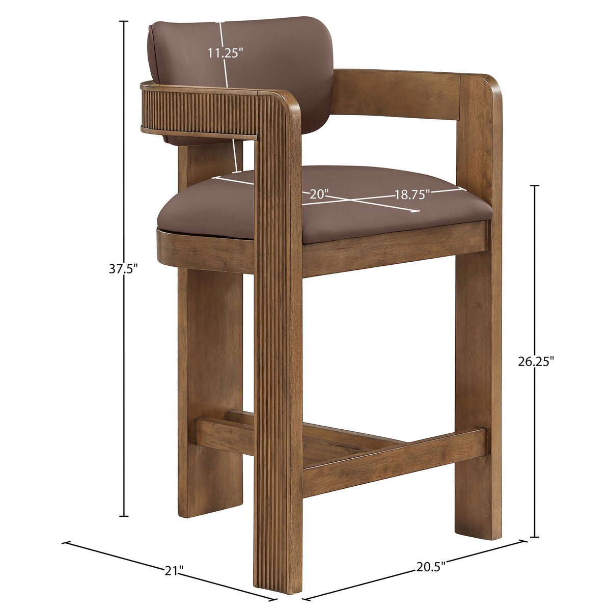 Sacha Brown Vegan Leather Upholstered Counter Stool Set of 2