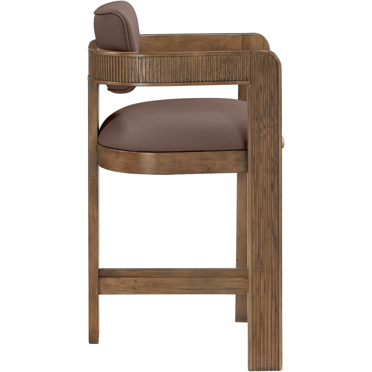 Sacha Brown Vegan Leather Upholstered Counter Stool Set of 2