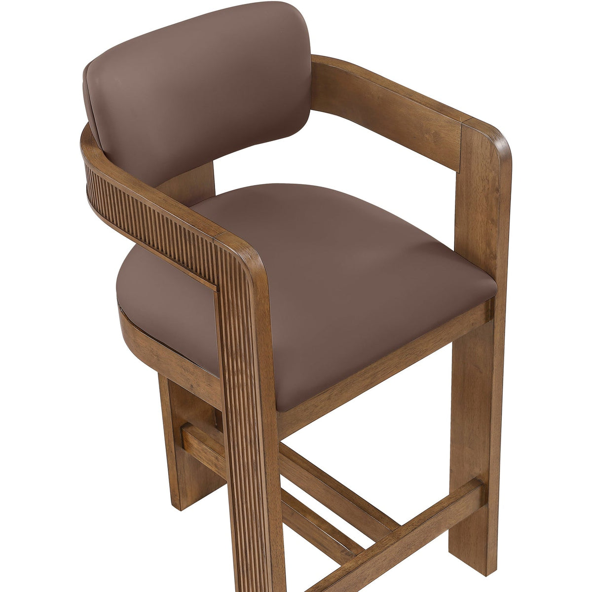 Sacha Brown Vegan Leather Upholstered Counter Stool Set of 2