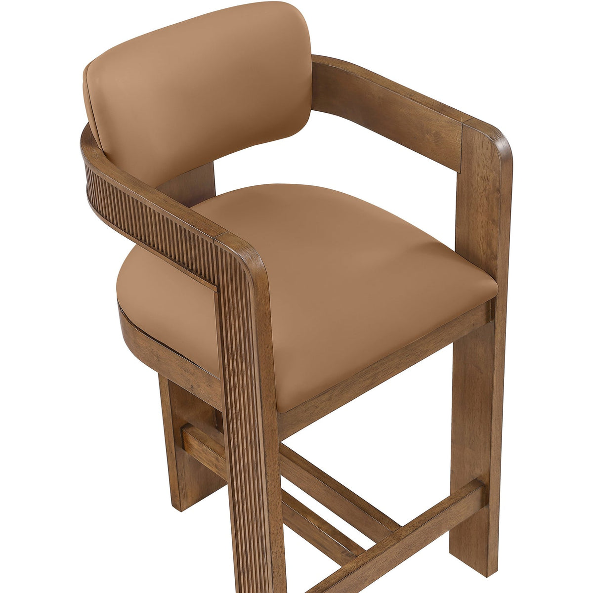 Sacha Cognac Vegan Leather Upholstered Counter Stool Set of 2