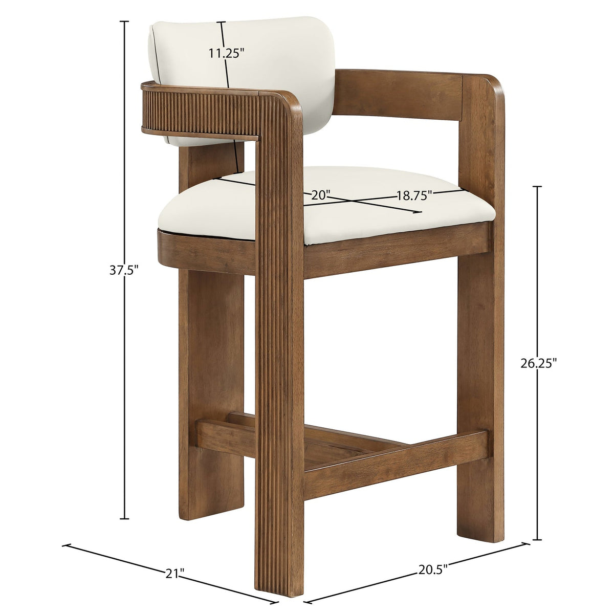 Sacha Cream Vegan Leather Upholstered Counter Stool Set of 2