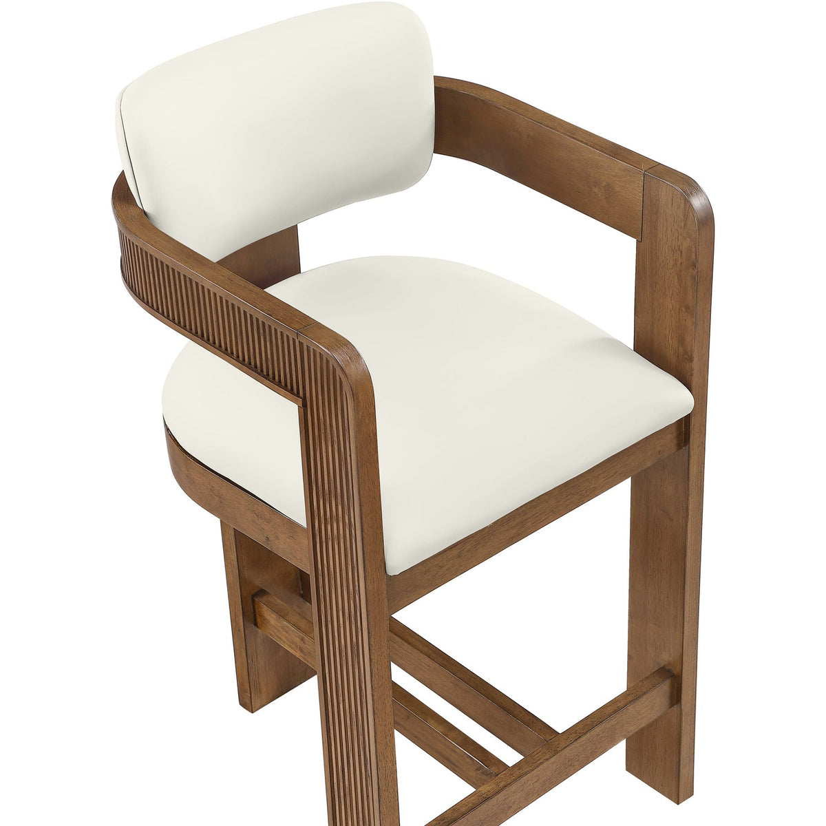 Sacha Cream Vegan Leather Upholstered Counter Stool Set of 2