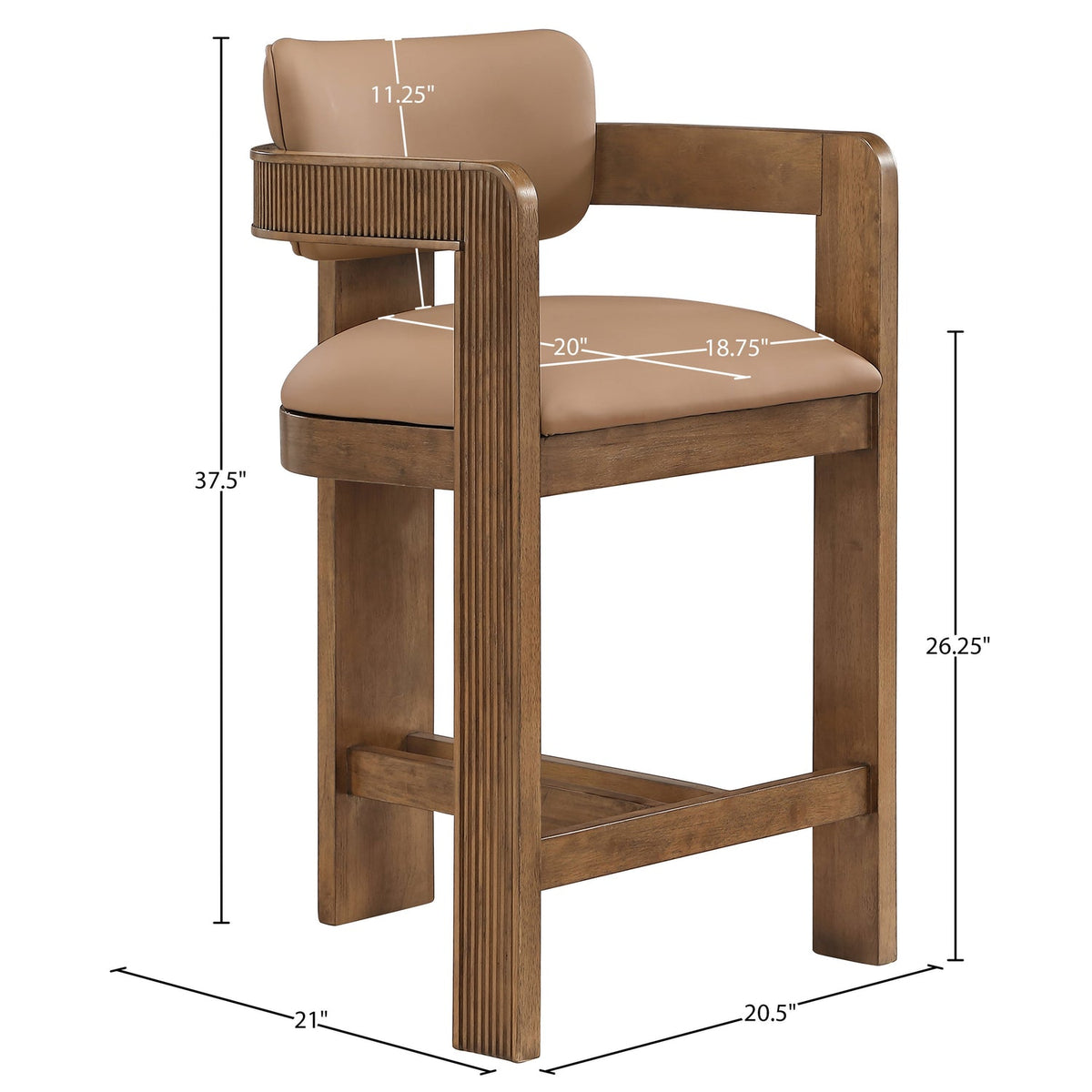 Sacha Tan Vegan Leather Upholstered Counter Stool Set of 2