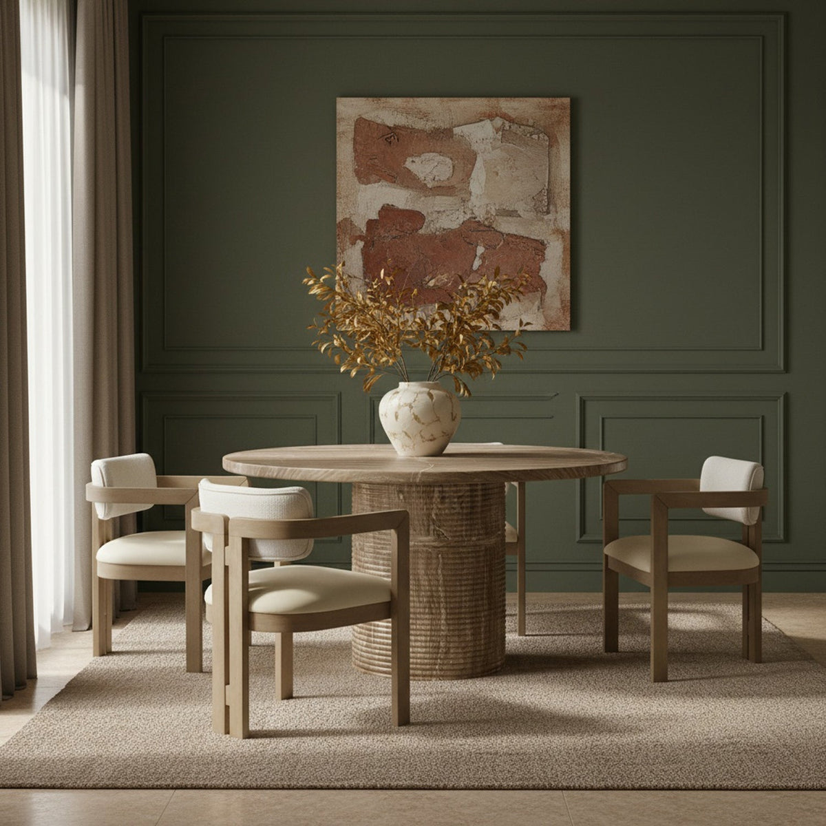 Rapallo 43in Beige Concrete Indoor/Outdoor Dining Table