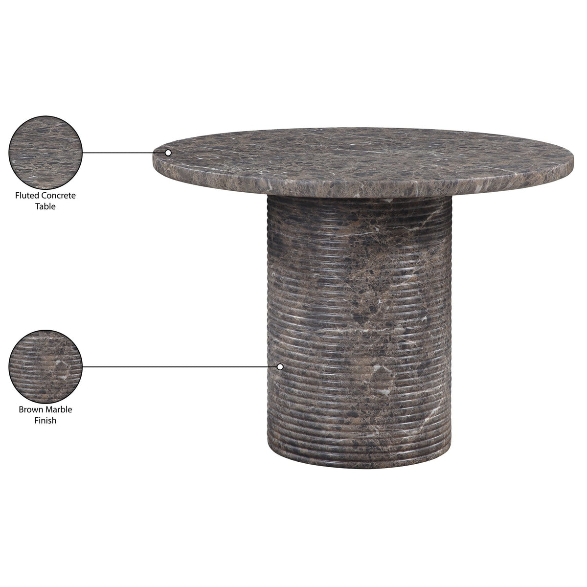 Rapallo 43in Brown Concrete Indoor/Outdoor Dining Table
