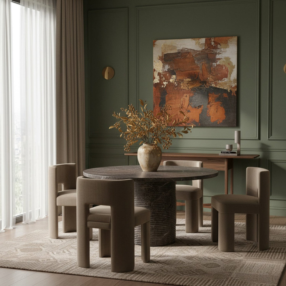 Rapallo 43in Brown Concreteindoor/Outdoor Dining Table