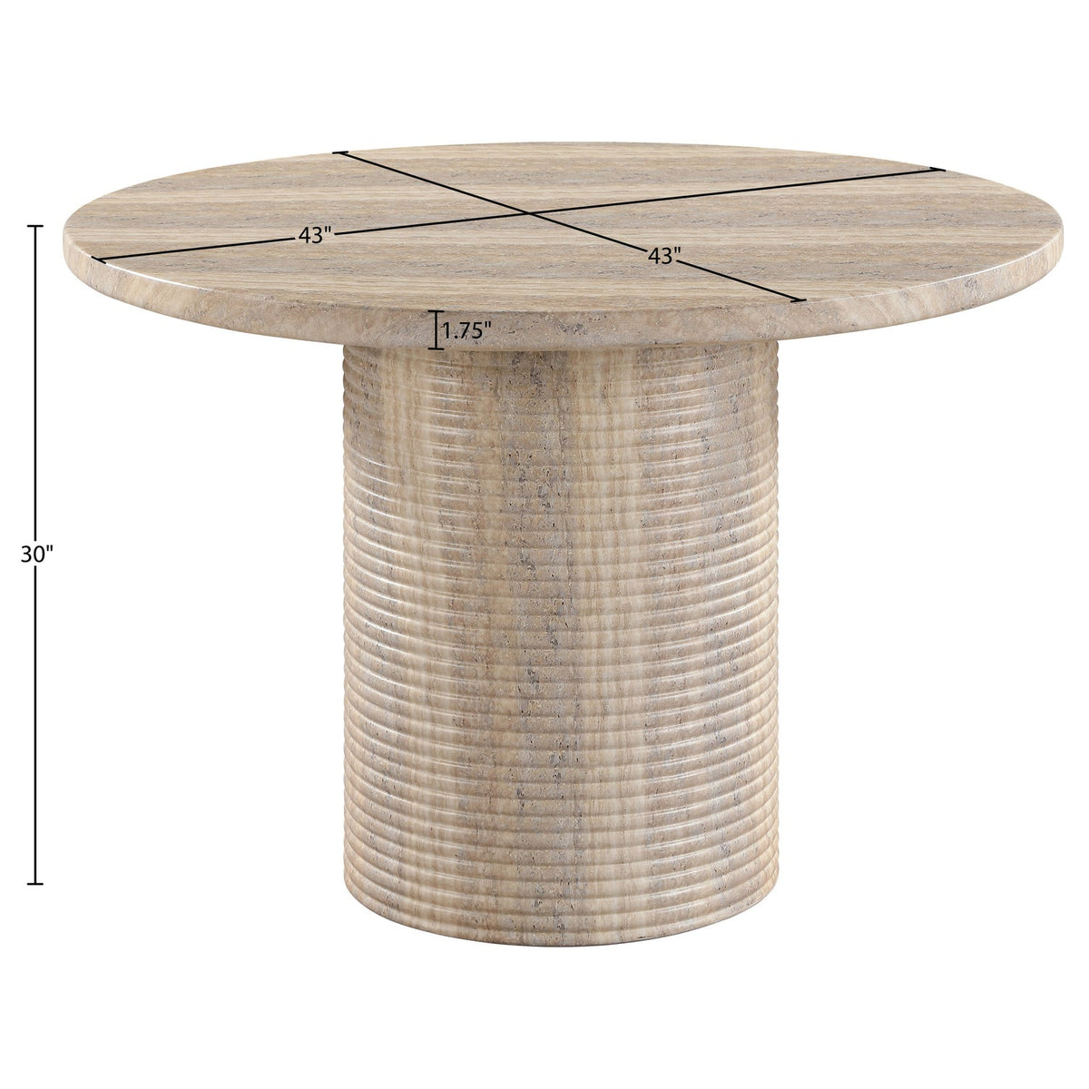 Rapallo 43in Travertine Concrete Indoor/Outdoor Dining Table