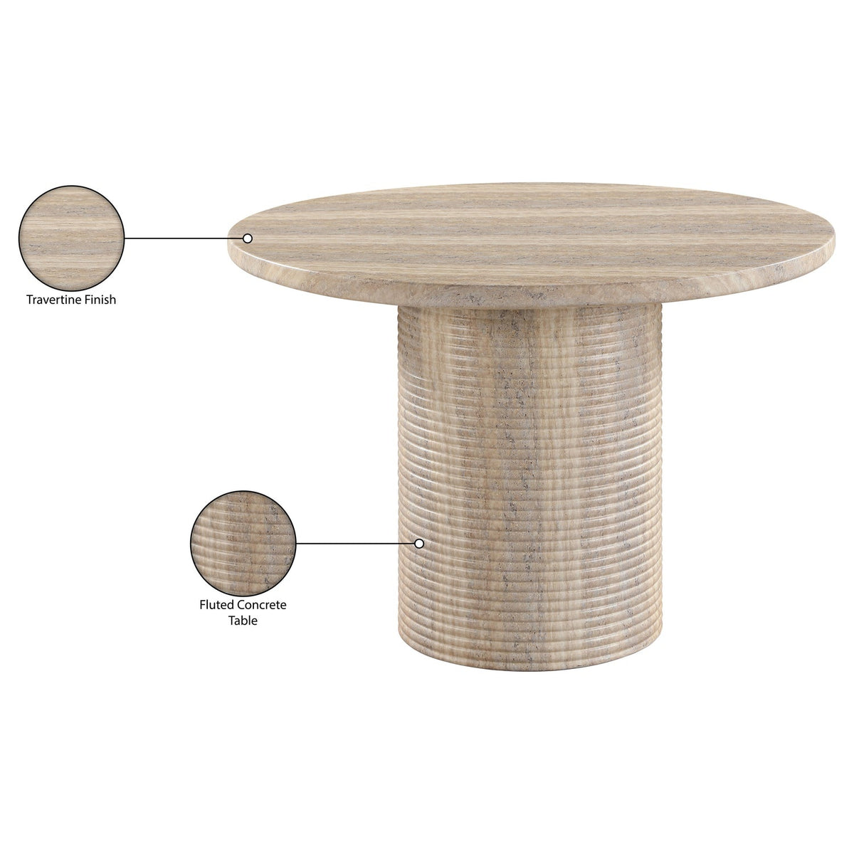 Rapallo 43in Travertine Concrete Indoor/Outdoor Dining Table
