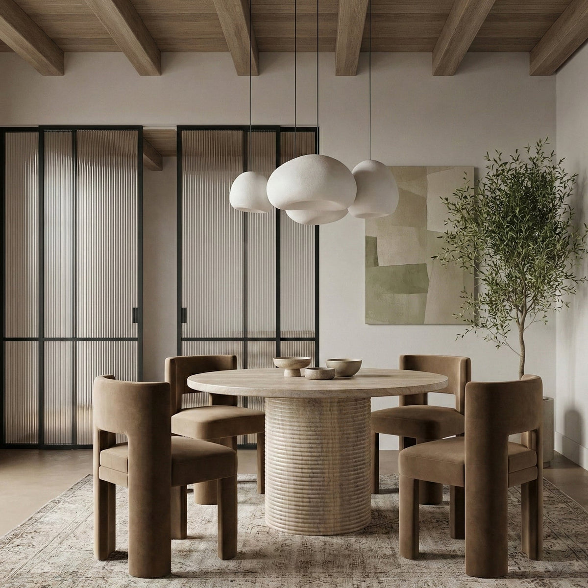 Rapallo 43in Travertine Concreteindoor/Outdoor Dining Table