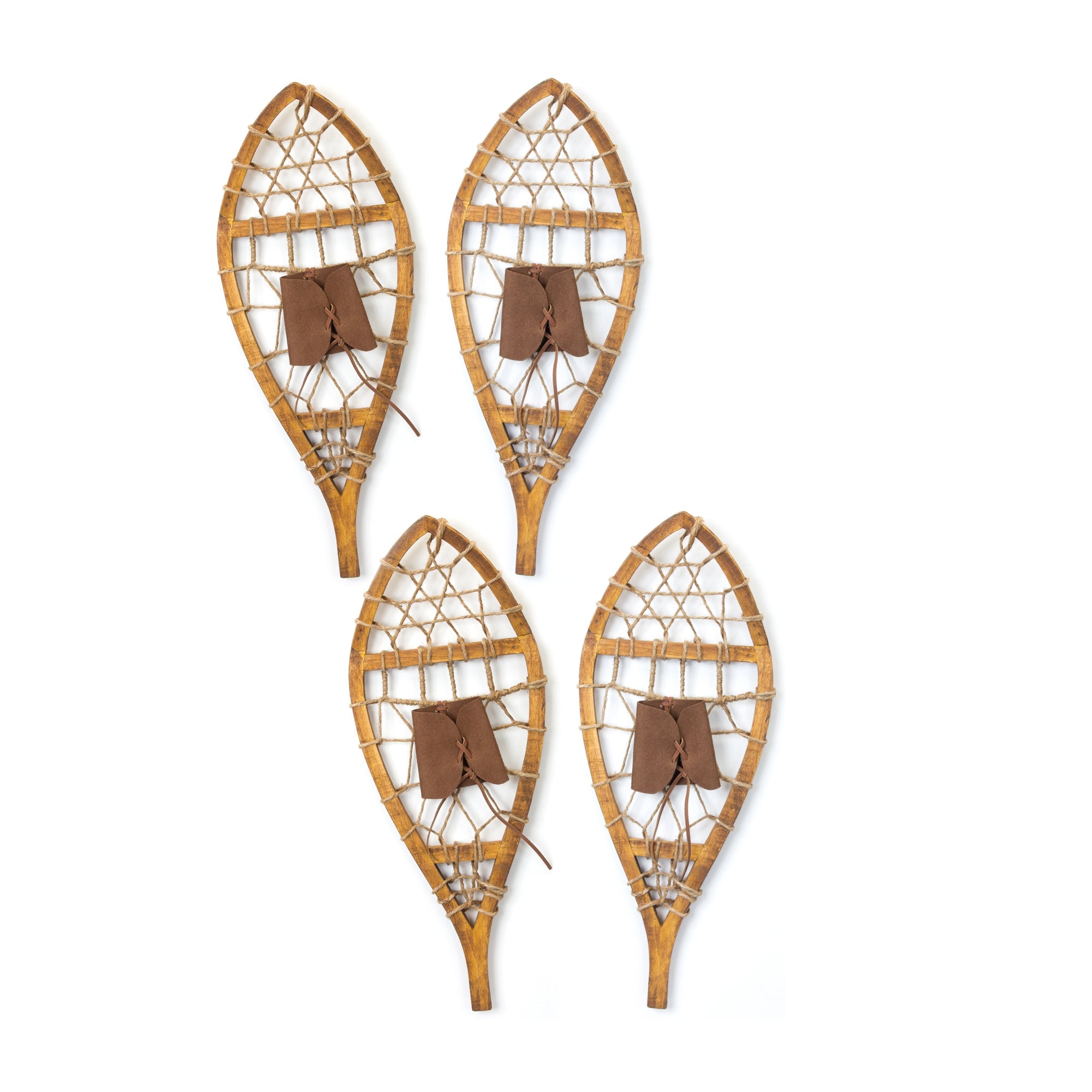 Vintage Wood Hanging Snow Shoe Sculpture Set of 4