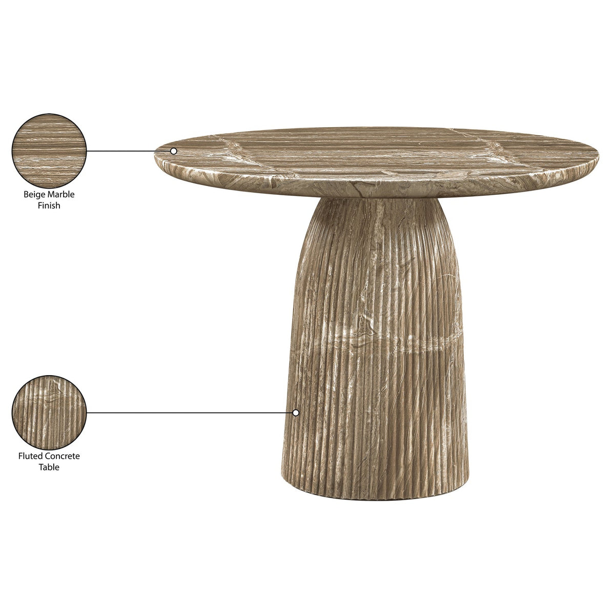 Venosa 42in Beige Concrete Indoor/Outdoor Dining Table