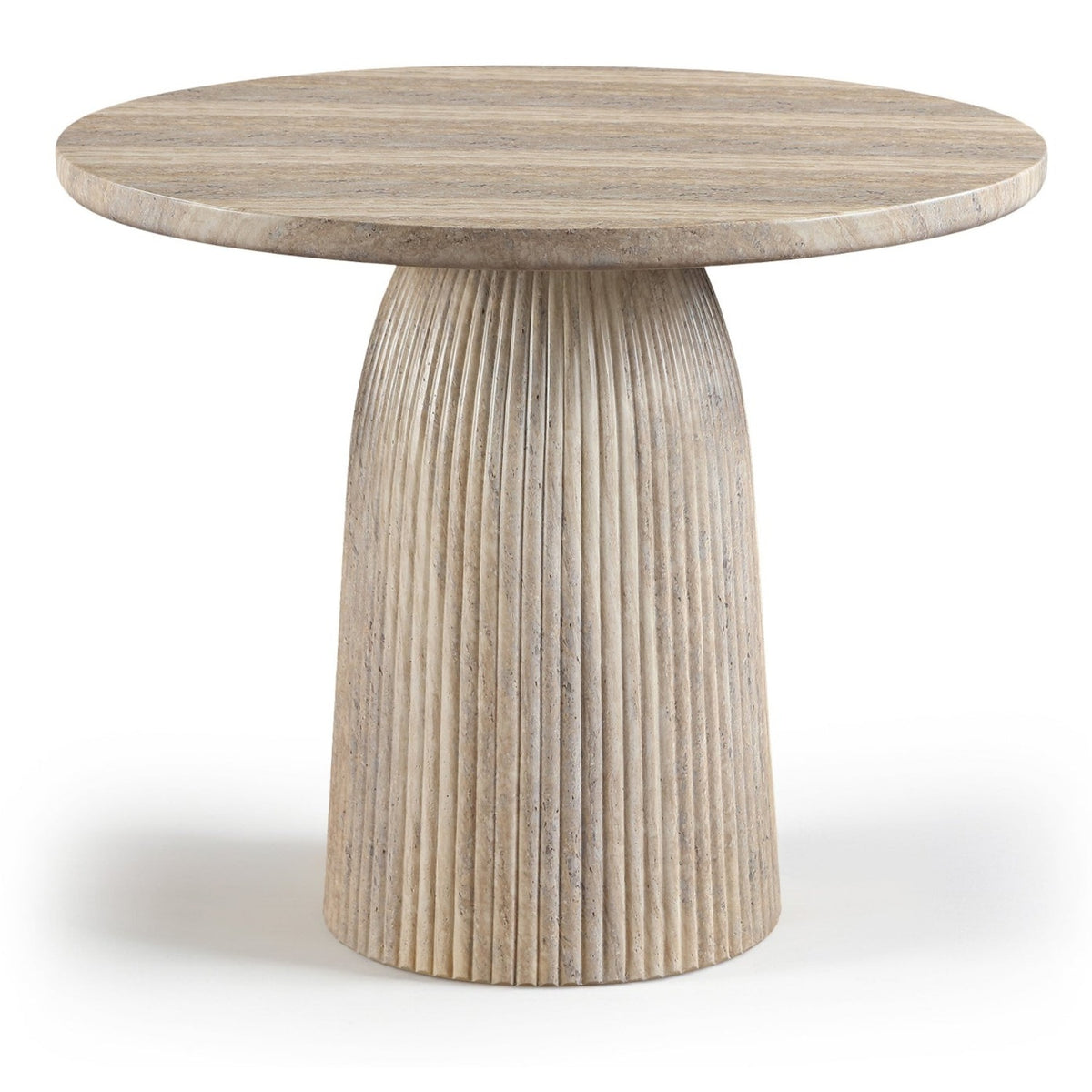 Venosa 36" Travertine Concrete Indoor/Outdoor Dining Table in travertine fluted concrete, primary product view