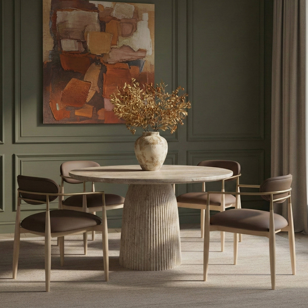 Venosa 36in Travertine Concreteindoor/Outdoor Dining Table