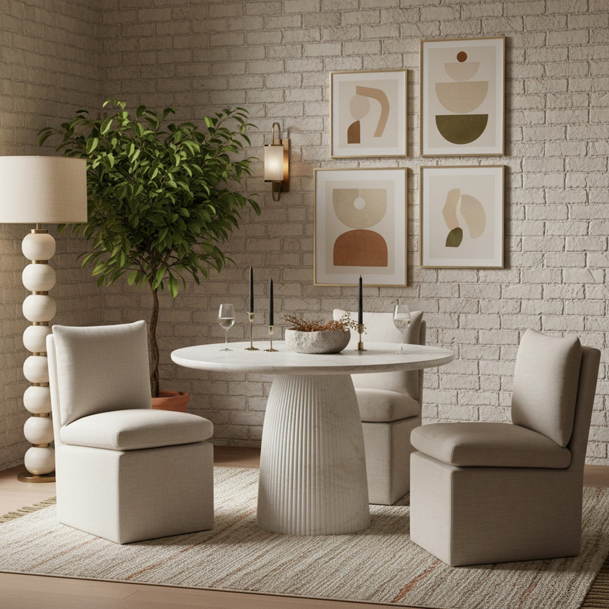 Venosa 36in White Concreteindoor/Outdoor Dining Table