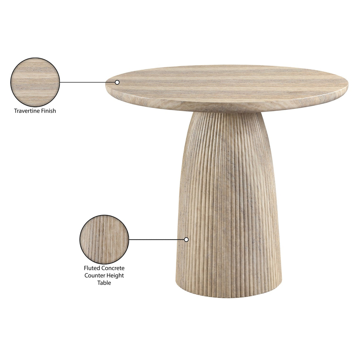 Venosa 42in Travertine Concrete Indoor/Outdoor Counter Table