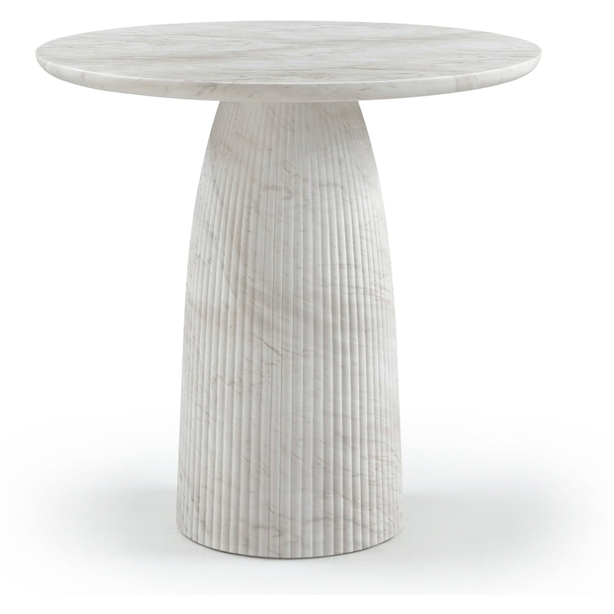 Venosa 42" White Concrete Indoor/Outdoor Counter Height Table in white-marble fluted concrete, primary product view