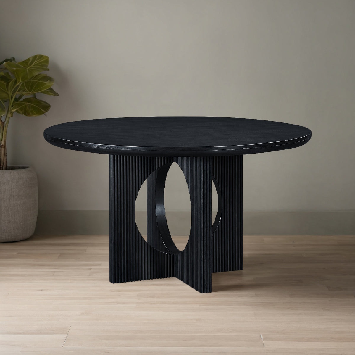 Rivas 54in Black Wood And Veneer Dining Table