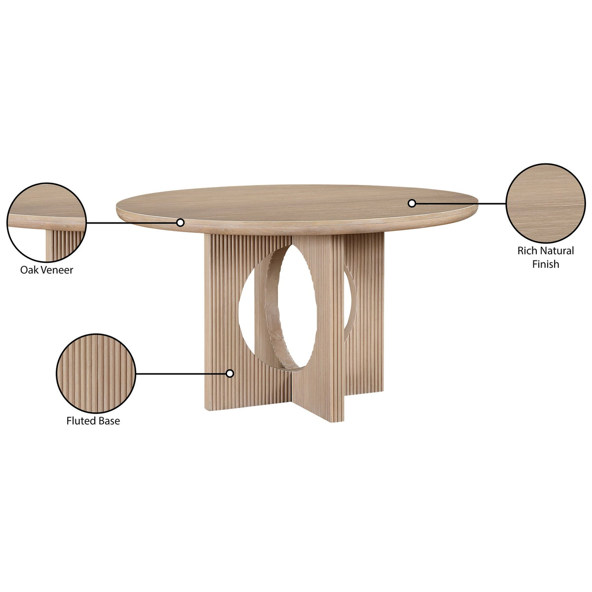 Rivas 54in Natural Wood And Veneer Dining Table