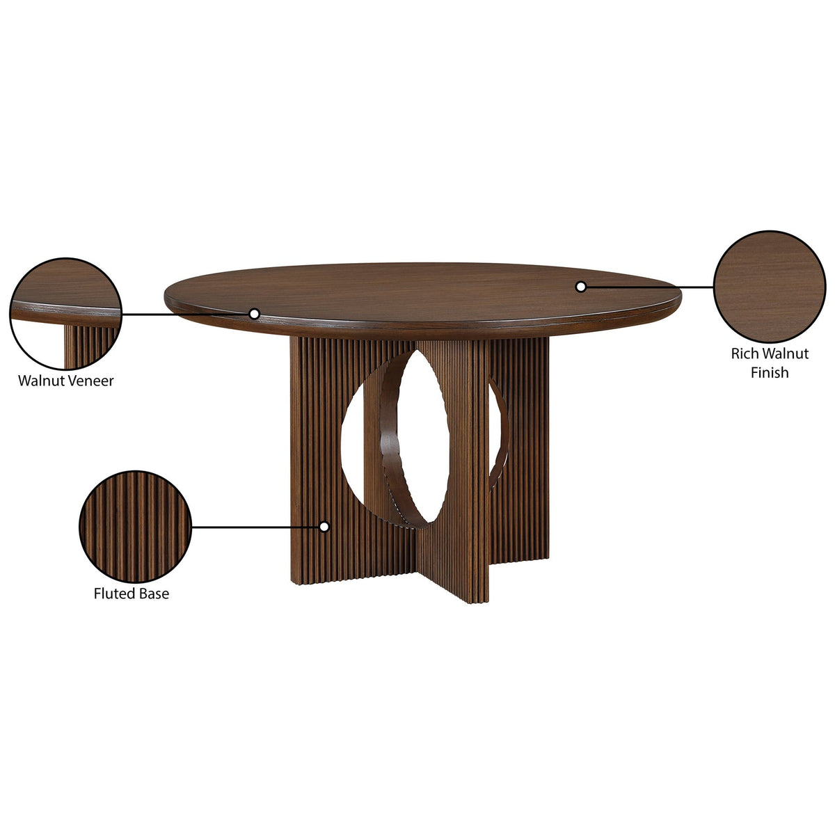 Rivas 54in Walnut Wood And Veneer Dining Table