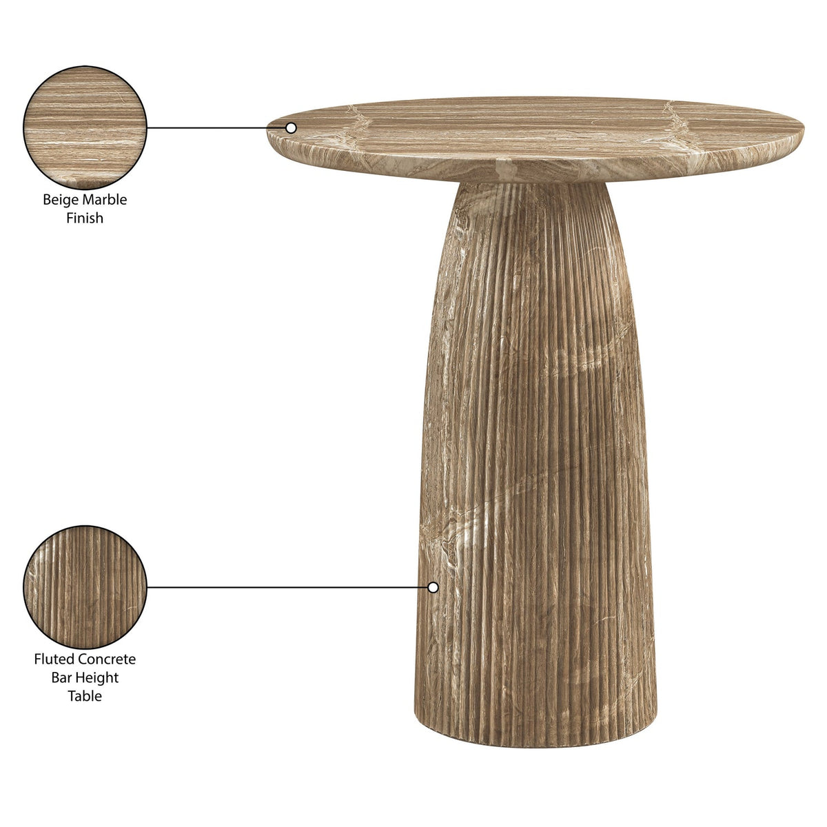 Venosa 36in Beige Concrete Indoor/Outdoor Bar Table