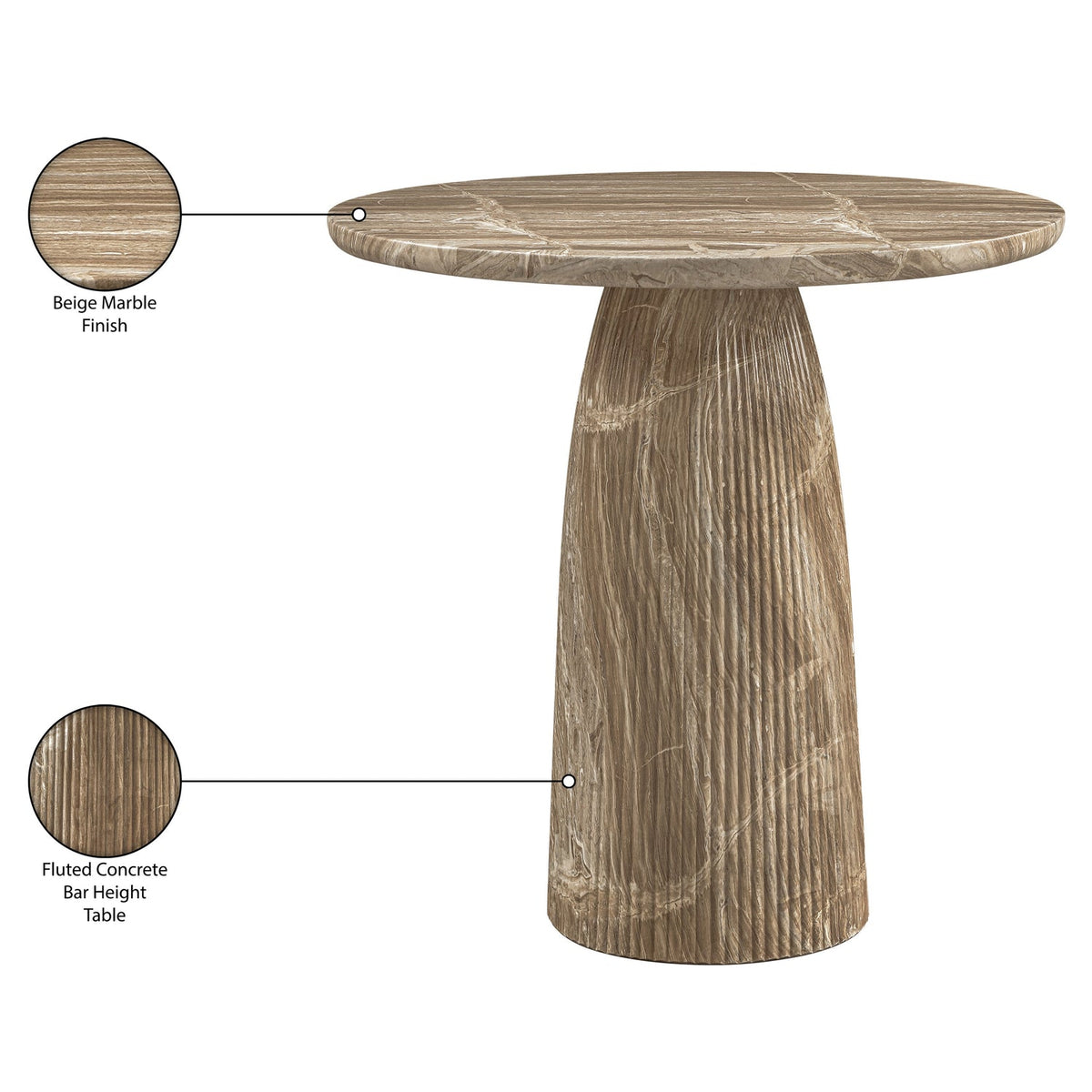 Venosa 42in Beige Concrete Indoor/Outdoor Bar Table