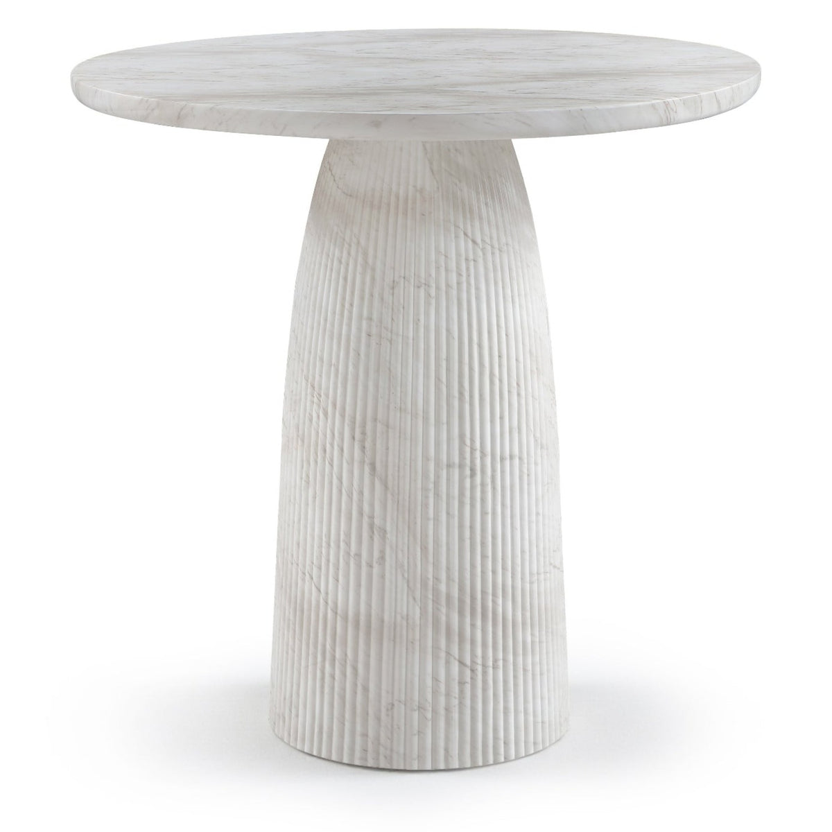 Venosa 36" White Concrete Indoor/Outdoor Bar Table in white fluted concrete, primary product view