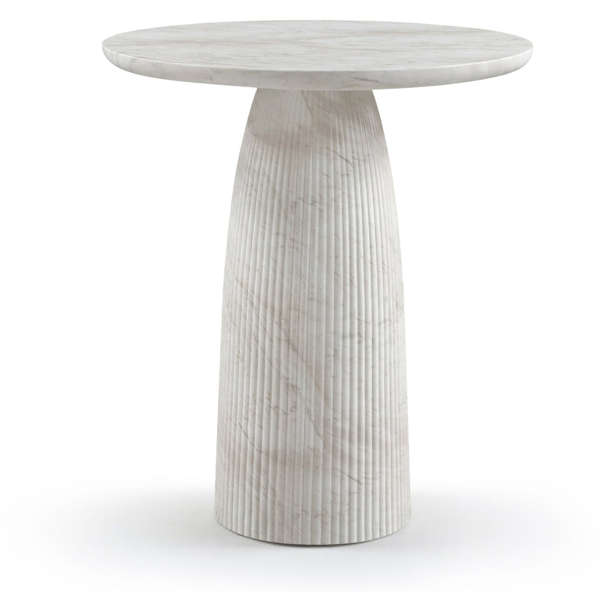Venosa 42" White Concrete Indoor/Outdoor Bar Table in white-marble fluted concrete, primary product view