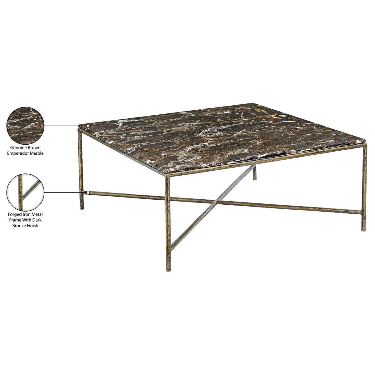 Valen Brown Genuine Marble And Iron Coffee Table
