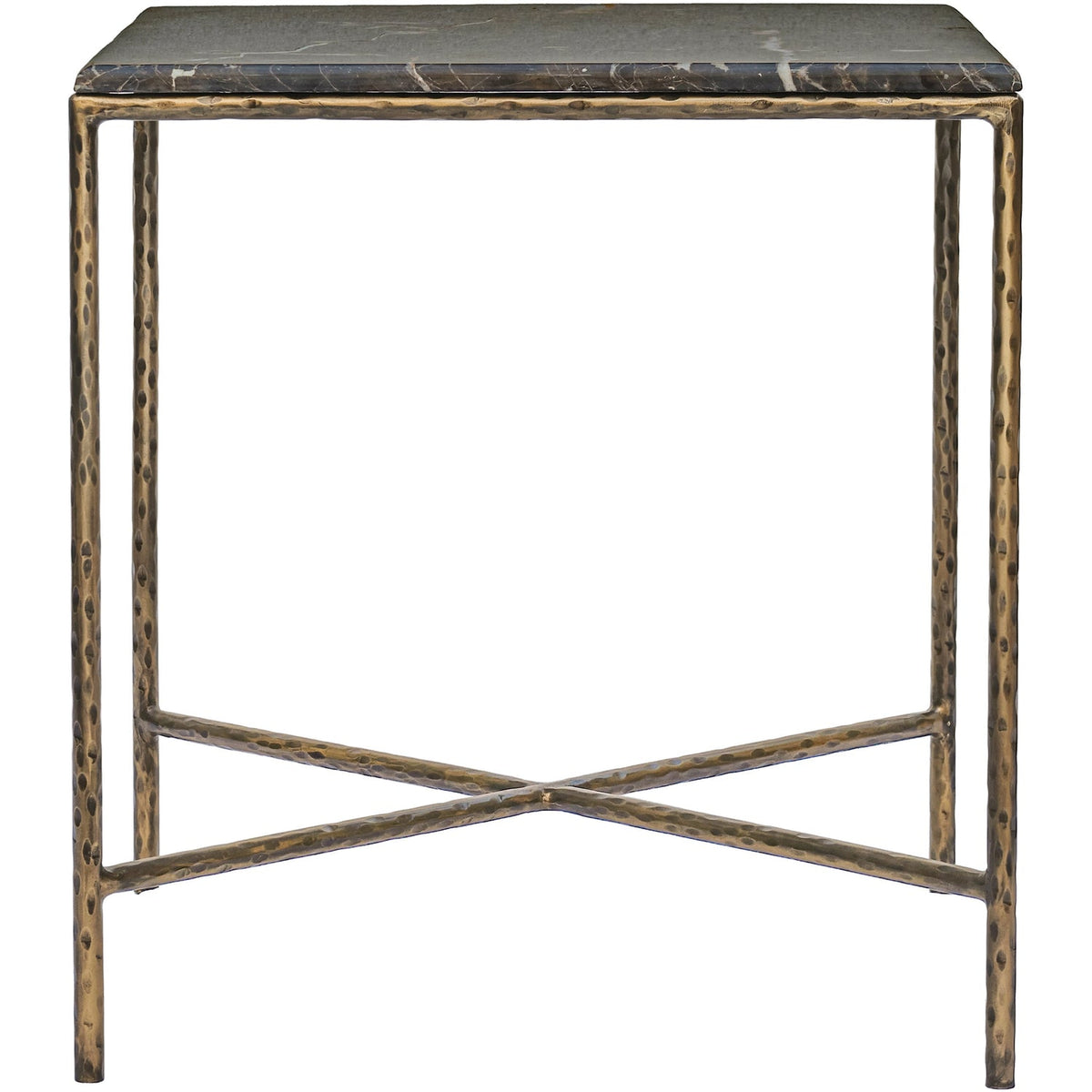 Valen Brown Genuine Marble And Iron End Table Set of 2